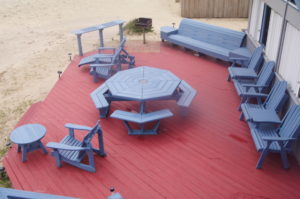 Oceanfront Charcoal Grill and deck overlooking playground